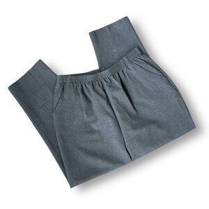 Vintage Women’s Relaxed Elastic-Waist Trousers in Slate Gray Plaid